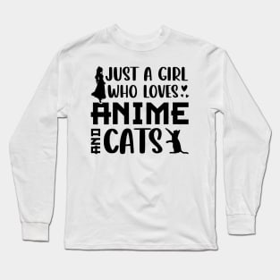 just a girl who loves anime cats t-shirt Long Sleeve T-Shirt